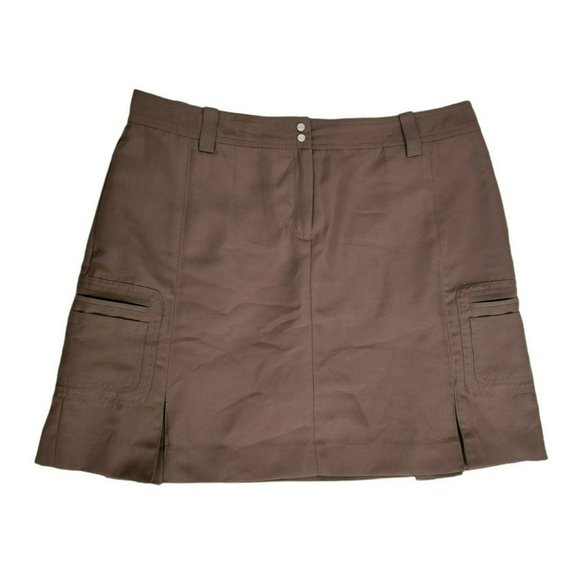 IZOD XFG Women's Athletic Golf Tennis Inner Shorts Cargo Skirt Dark Brown Sz 4 - Picture 4 of 14